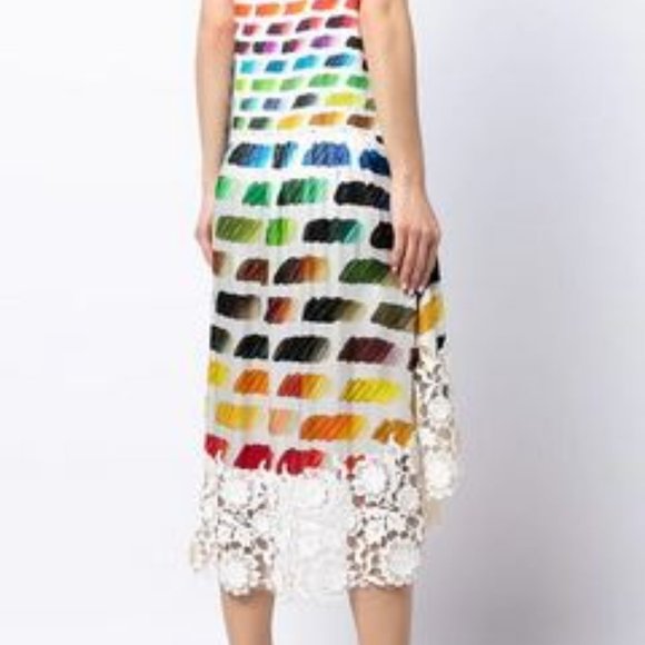 Color Palette Print and Lace Summer Dress - Picture 10 of 12